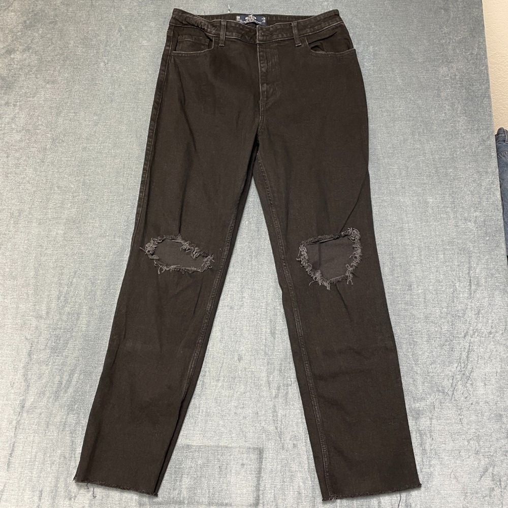 Vintage Hollister 90S Straight Jeans Womens 13R 31x31 Black High Rise Stretch